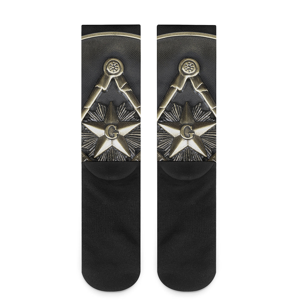 Freemasonry Medal Print Crew Socks