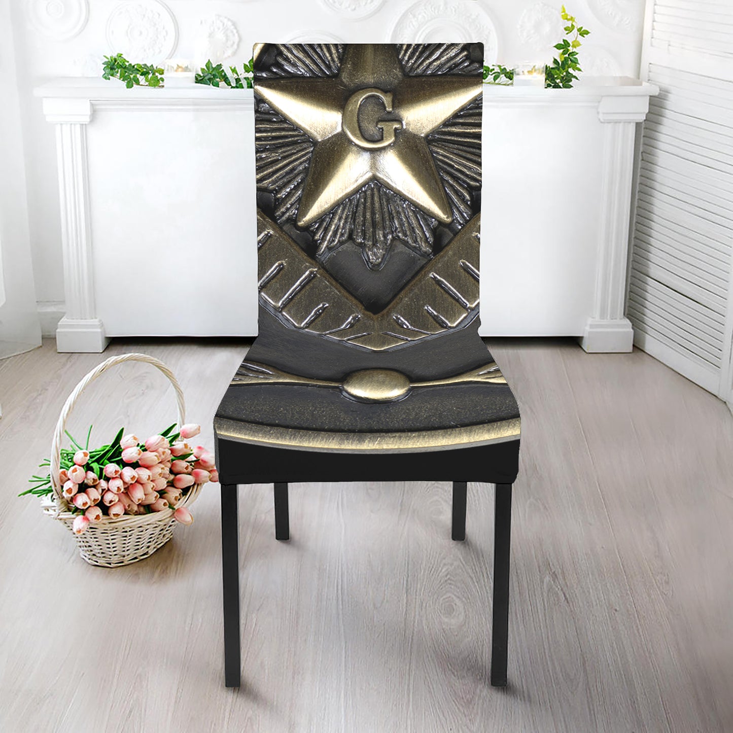 Freemasonry Medal Print Dining Chair Slipcover