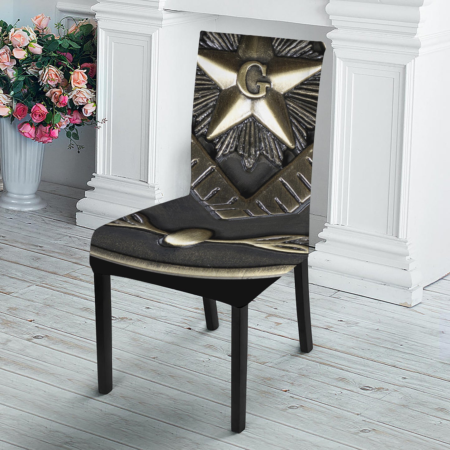 Freemasonry Medal Print Dining Chair Slipcover