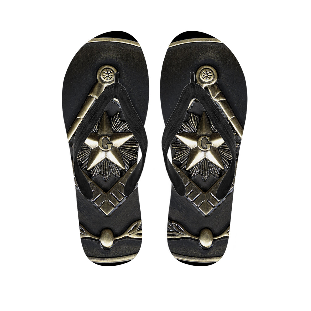 Freemasonry Medal Print Flip Flops