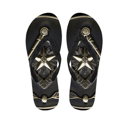 Freemasonry Medal Print Flip Flops