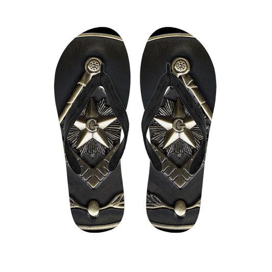 Freemasonry Medal Print Flip Flops