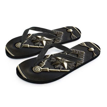 Freemasonry Medal Print Flip Flops