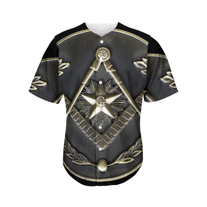 Freemasonry Medal Print Men's Baseball Jersey
