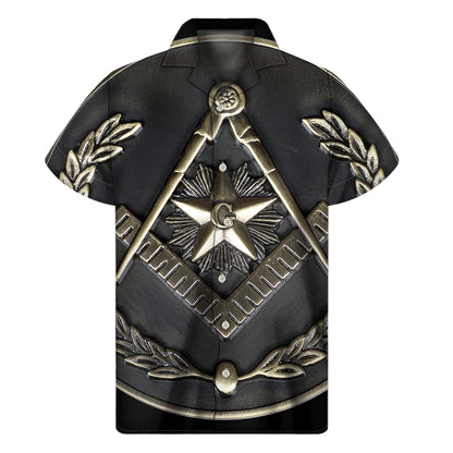 Freemasonry Medal Print Men's Short Sleeve Shirt
