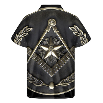 Freemasonry Medal Print Men's Short Sleeve Shirt