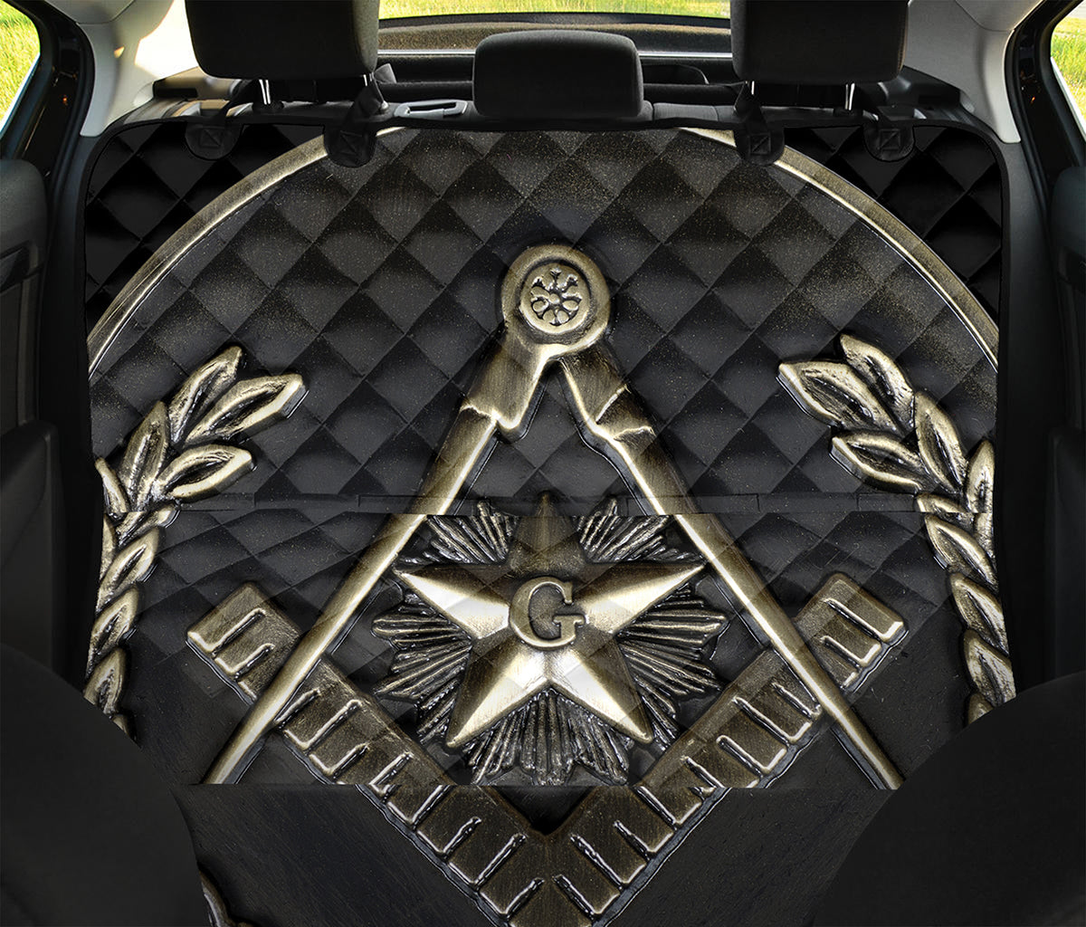 Freemasonry Medal Print Pet Car Back Seat Cover