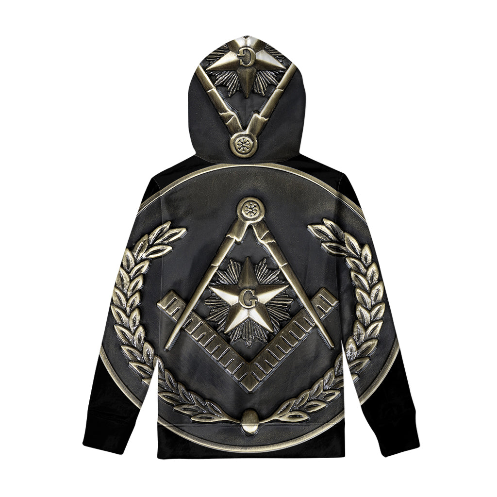 Freemasonry Medal Print Pullover Hoodie