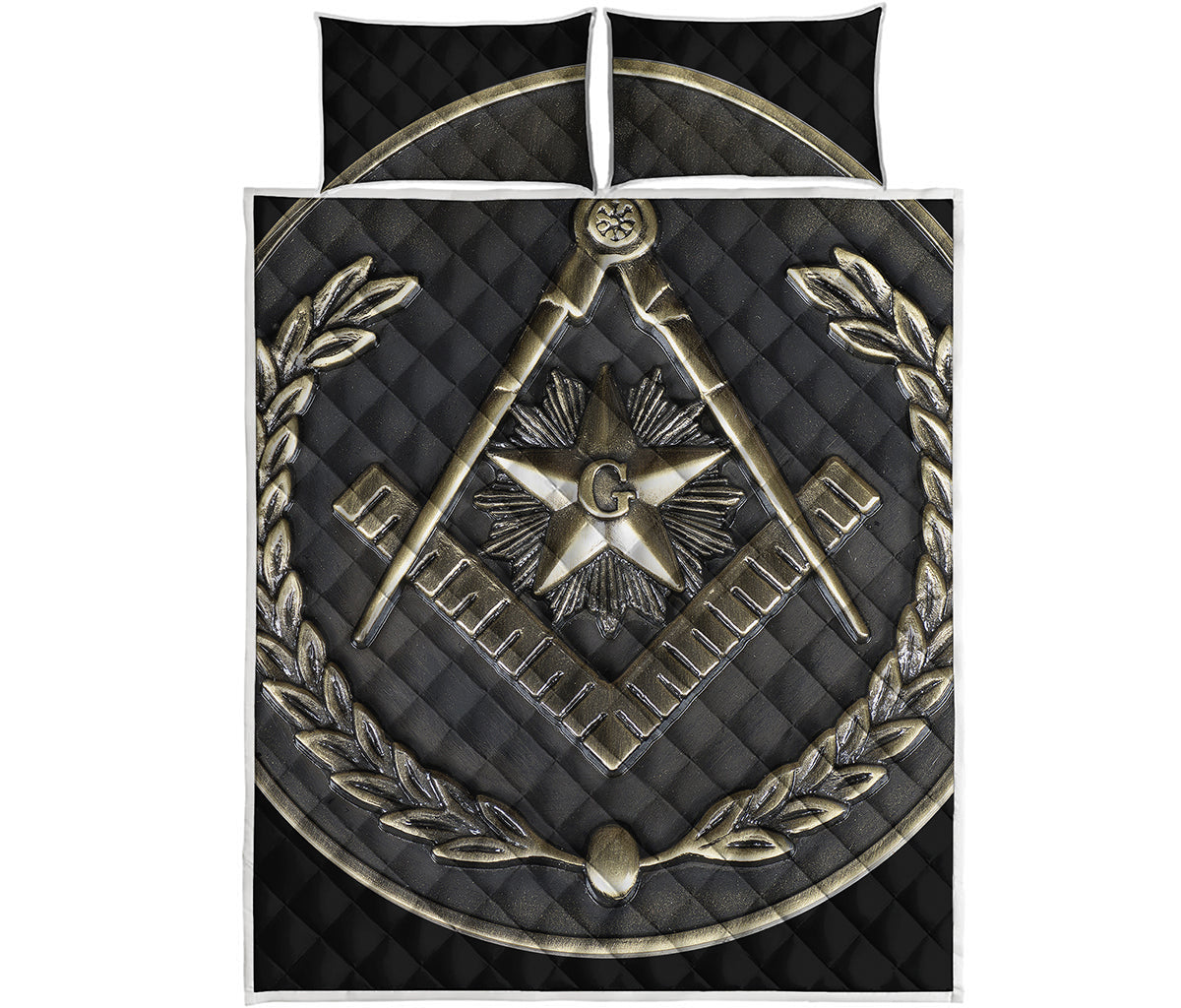 Freemasonry Medal Print Quilt Bed Set