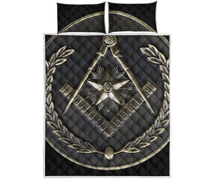 Freemasonry Medal Print Quilt Bed Set