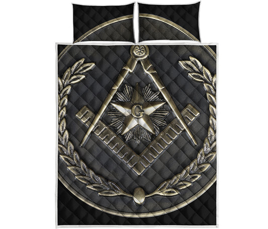 Freemasonry Medal Print Quilt Bed Set
