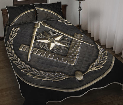 Freemasonry Medal Print Quilt Bed Set