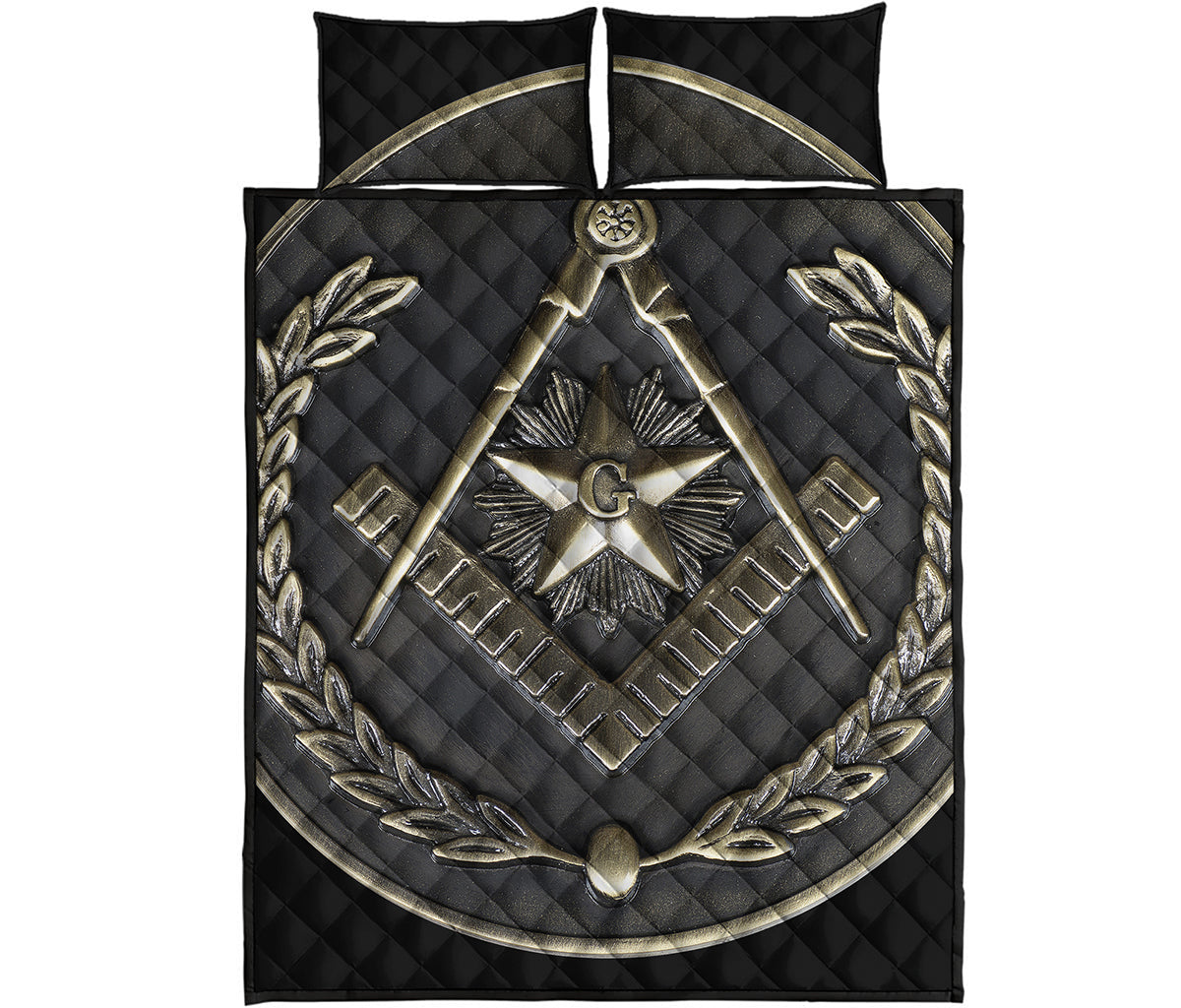 Freemasonry Medal Print Quilt Bed Set