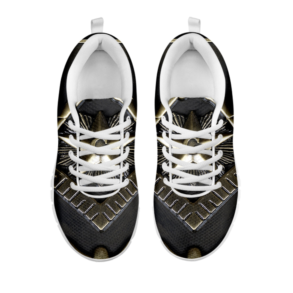 Freemasonry Medal Print White Sneakers