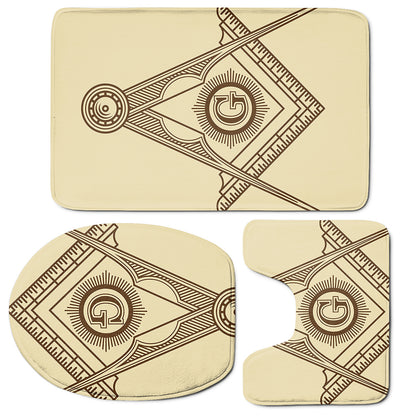 Freemasonry Symbol Print 3 Piece Bath Mat Set