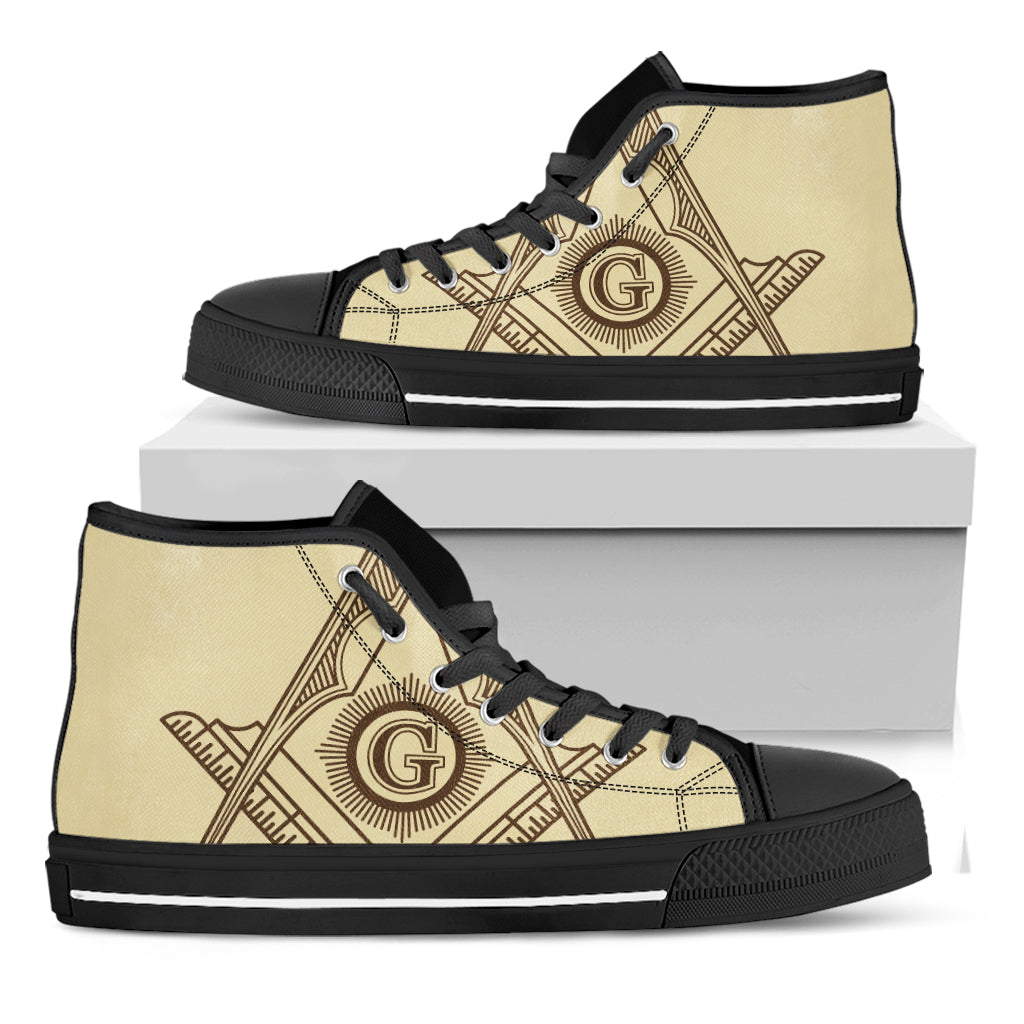 Freemasonry Symbol Print Black High Top Shoes
