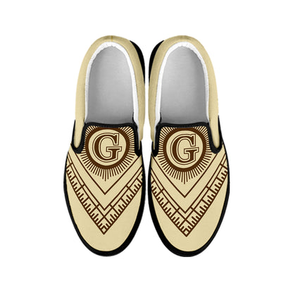 Freemasonry Symbol Print Black Slip On Shoes