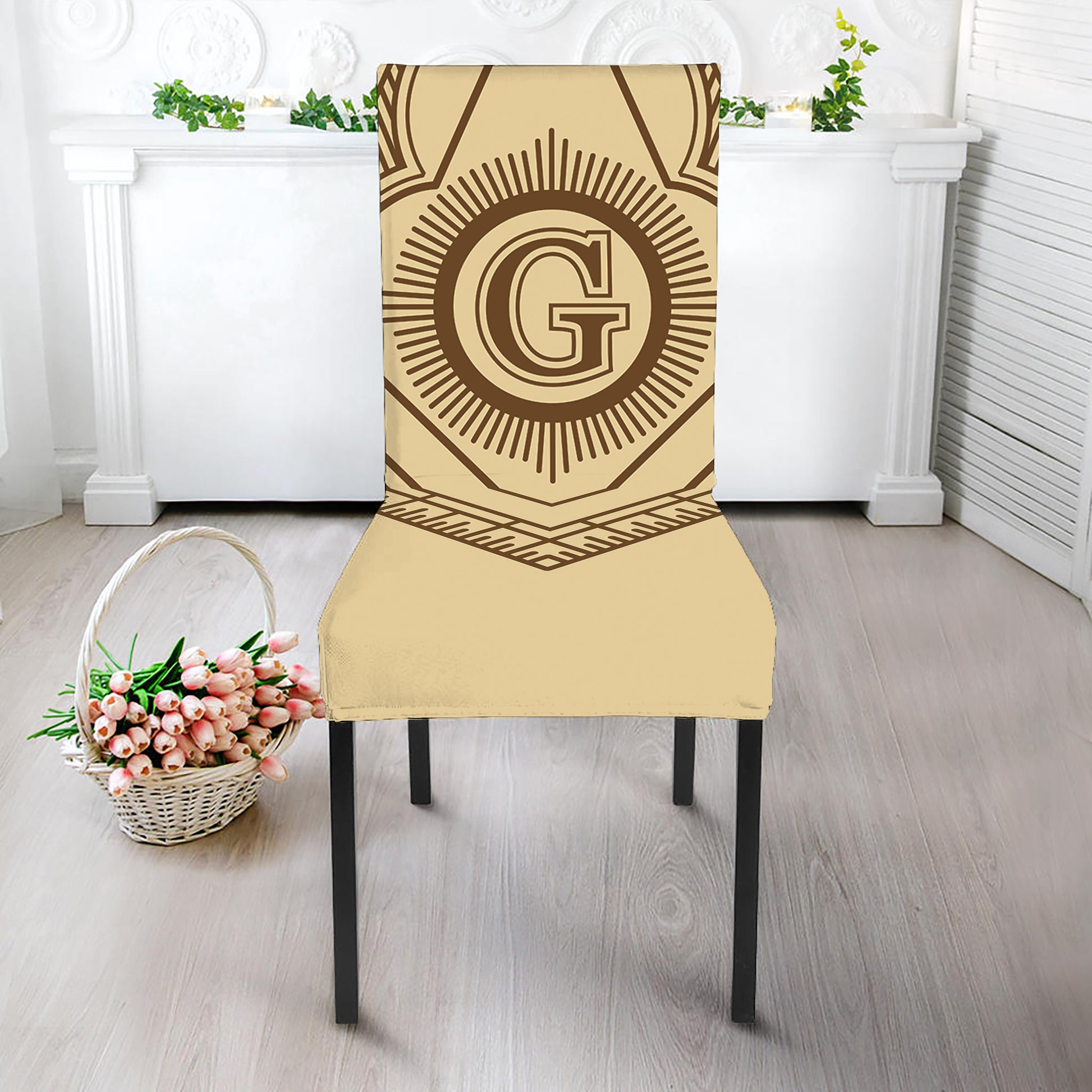 Freemasonry Symbol Print Dining Chair Slipcover