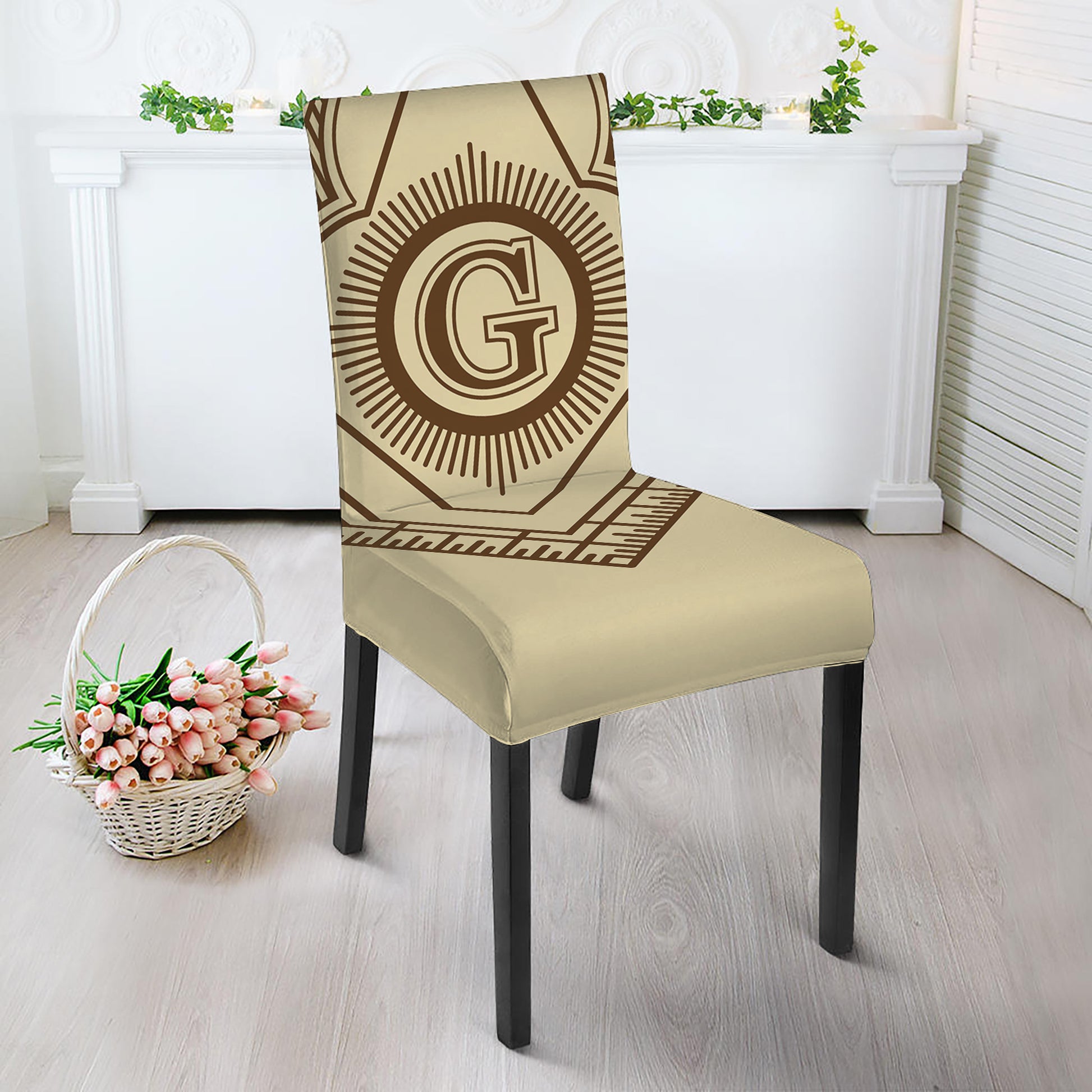 Freemasonry Symbol Print Dining Chair Slipcover