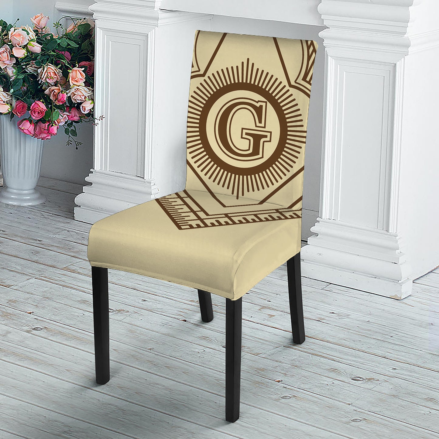 Freemasonry Symbol Print Dining Chair Slipcover