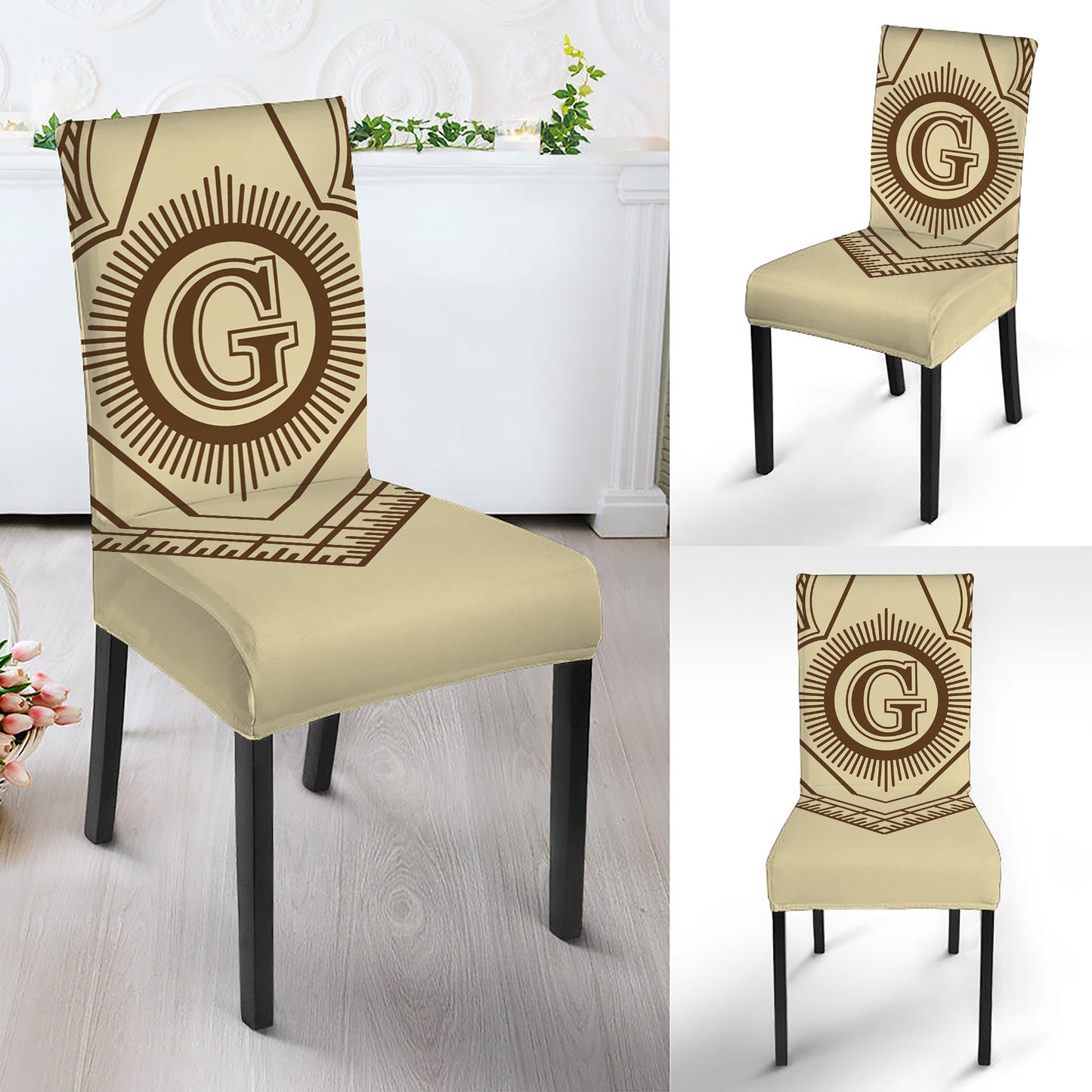 Freemasonry Symbol Print Dining Chair Slipcover