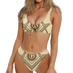 Freemasonry Symbol Print Front Bow Tie Bikini