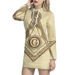 Freemasonry Symbol Print Pullover Hoodie Dress