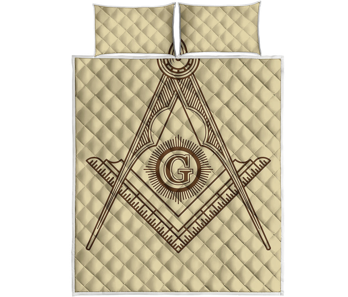 Freemasonry Symbol Print Quilt Bed Set