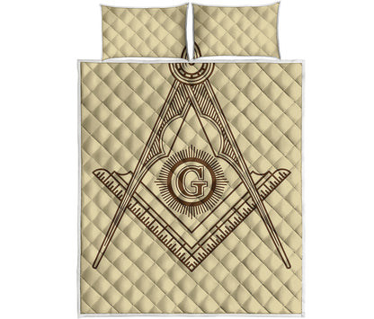 Freemasonry Symbol Print Quilt Bed Set