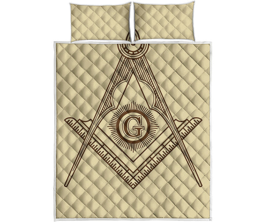 Freemasonry Symbol Print Quilt Bed Set
