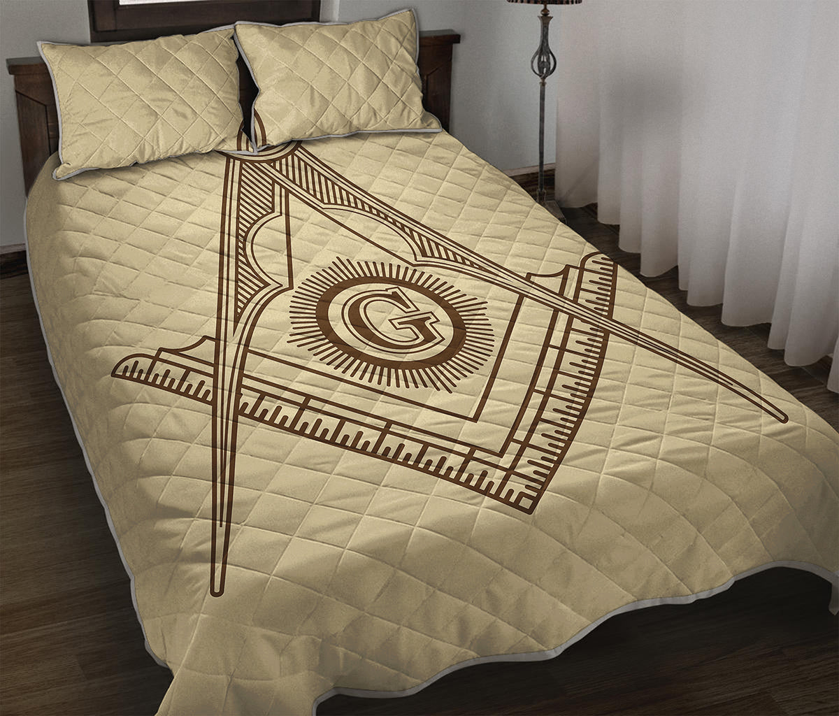 Freemasonry Symbol Print Quilt Bed Set