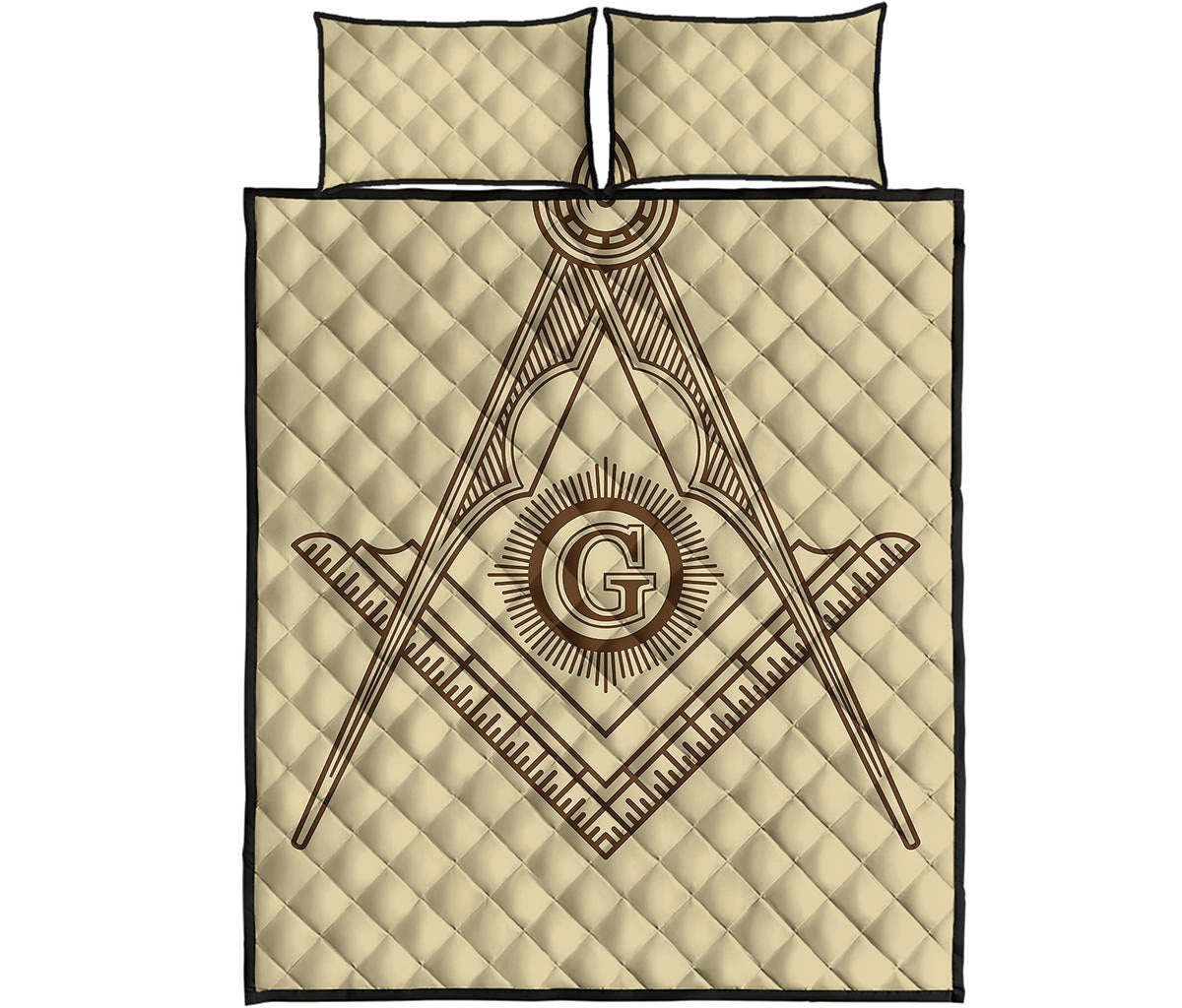 Freemasonry Symbol Print Quilt Bed Set