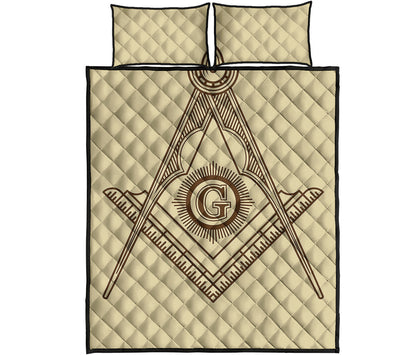 Freemasonry Symbol Print Quilt Bed Set