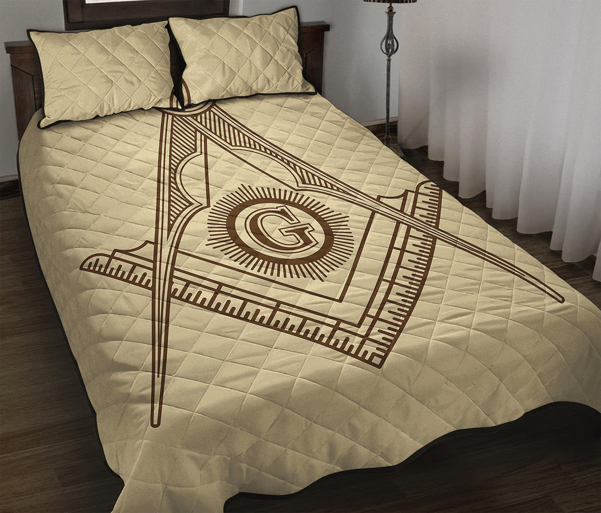 Freemasonry Symbol Print Quilt Bed Set
