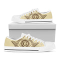 Freemasonry Symbol Print White Low Top Sneakers