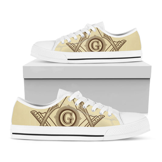 Freemasonry Symbol Print White Low Top Shoes