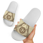 Freemasonry Symbol Print White Slide Sandals