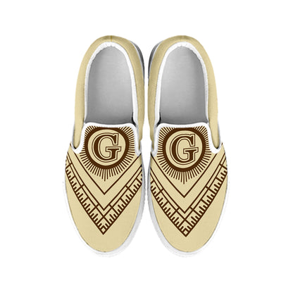 Freemasonry Symbol Print White Slip On Shoes
