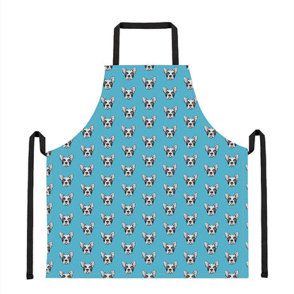 French Bulldog Faces Pattern Print Apron