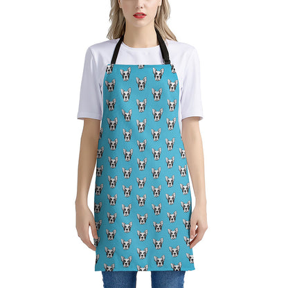 French Bulldog Faces Pattern Print Apron