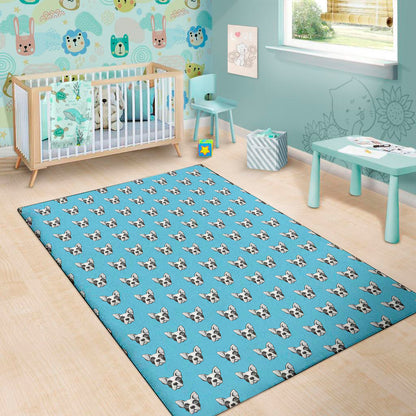 French Bulldog Faces Pattern Print Area Rug