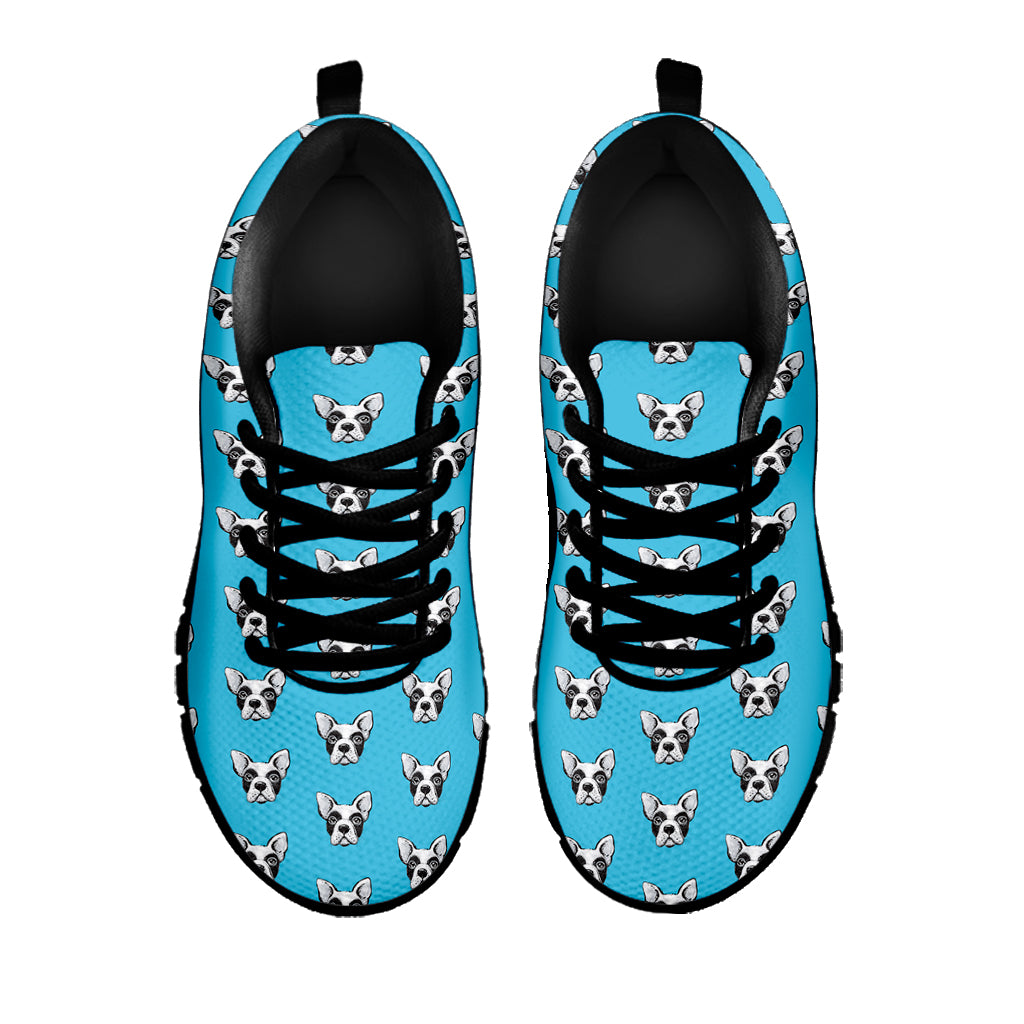 French Bulldog Faces Pattern Print Black Sneakers