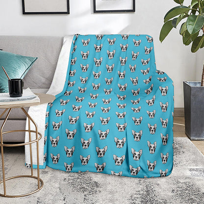 French Bulldog Faces Pattern Print Blanket