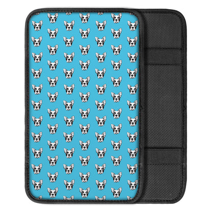 French Bulldog Faces Pattern Print Car Center Console Cover