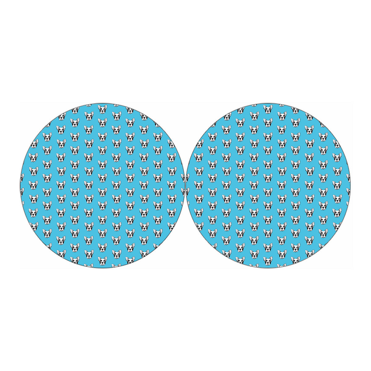 French Bulldog Faces Pattern Print Car Coasters