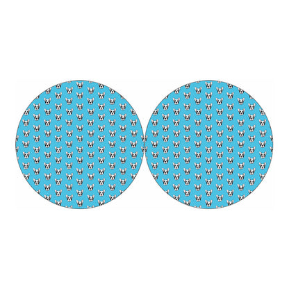 French Bulldog Faces Pattern Print Car Coasters