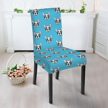 French Bulldog Faces Pattern Print Dining Chair Slipcover