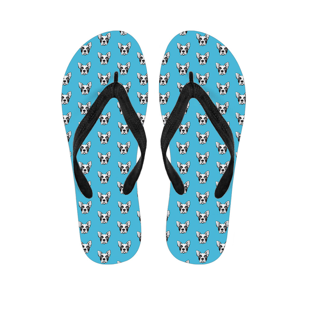 French Bulldog Faces Pattern Print Flip Flops