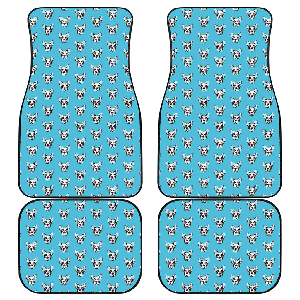 French Bulldog Faces Pattern Print Front and Back Car Floor Mats