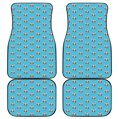 French Bulldog Faces Pattern Print Front and Back Car Floor Mats